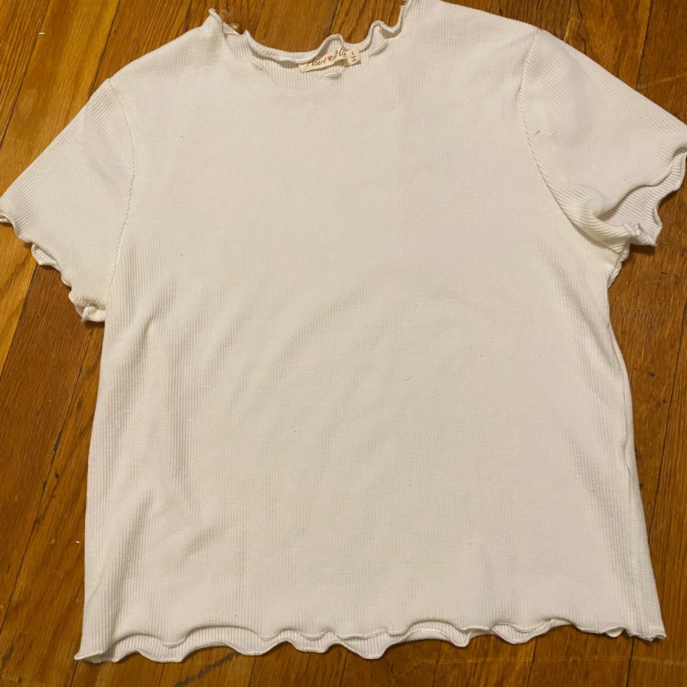 White Shirt with ruffle hem